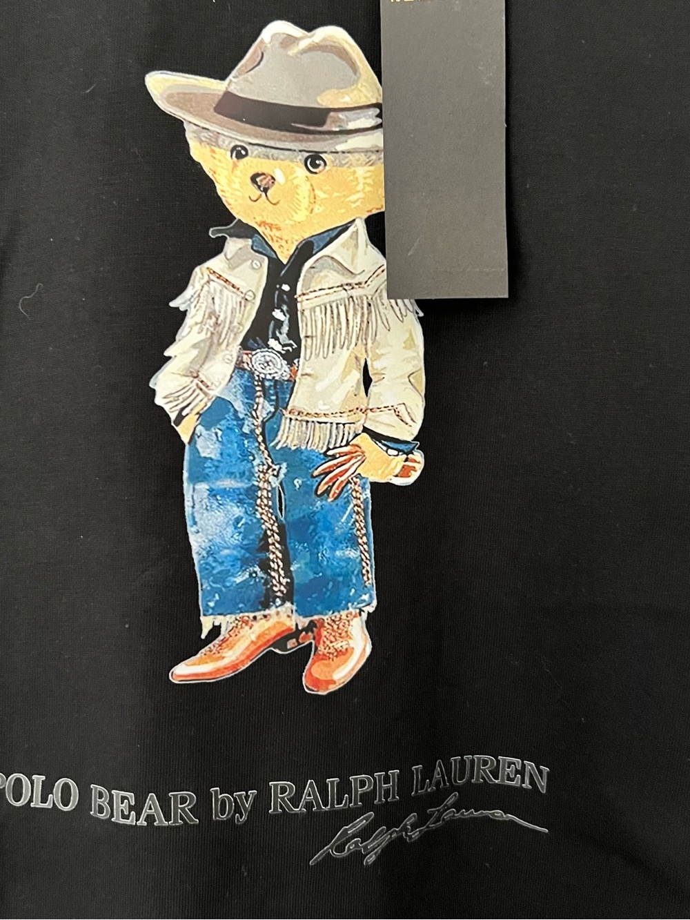Ralph Lauren Black Polo Bear Cowboy Graphic Tee - Picture 2 of 5